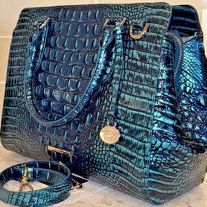 BRAHMIN Blue Patina (like Verdigris) Small Finley NEW! ALL Tail! Beautiful! 1A